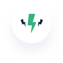 green-and-blue icon shaped like a lightening bolt